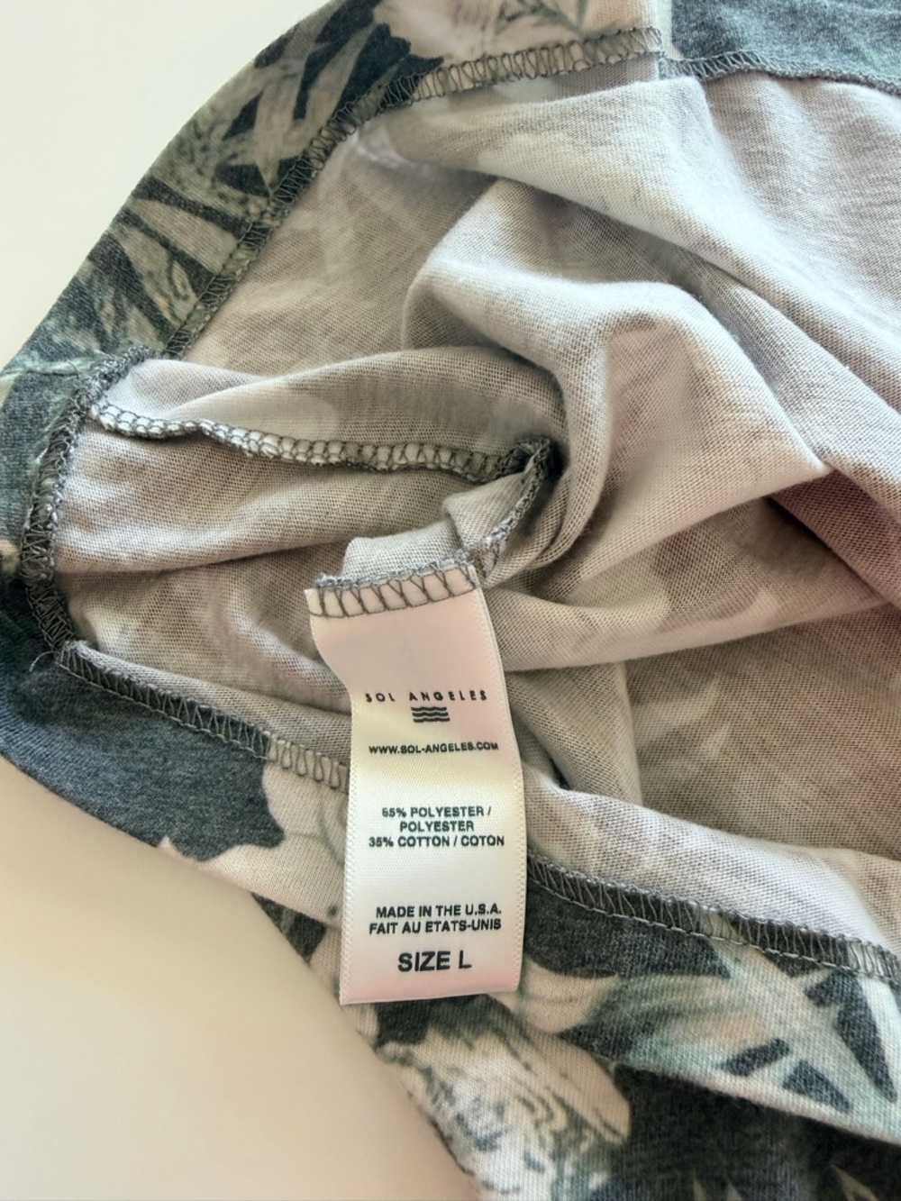 Sol Angeles Charcoal Tee with Pale Pink Floral Print - Picture 4 of 4